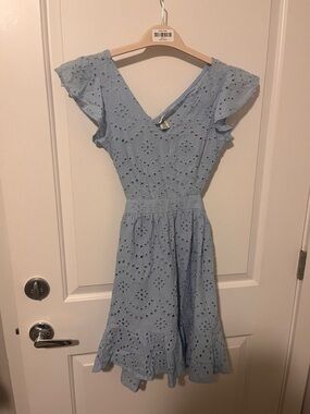 Jessica Simpson Light Blue Eyelet Midi Dress